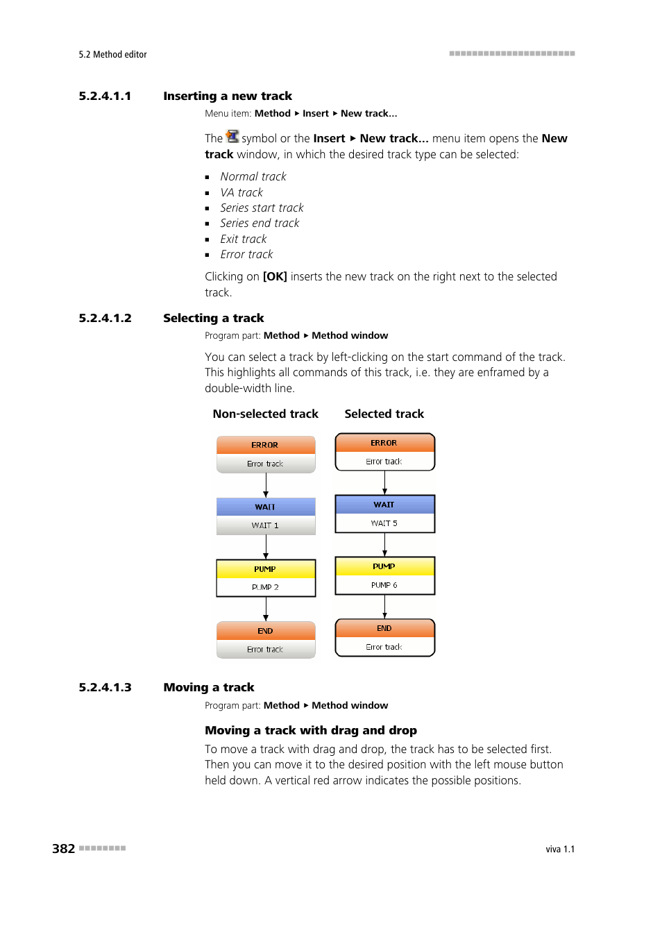 1 inserting a new track, 2 selecting a track, 3 moving a track | Metrohm viva 1.1 User Manual | Page 394 / 1085