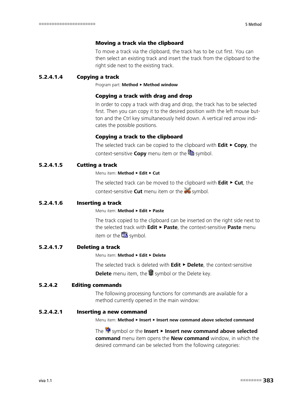 4 copying a track, 5 cutting a track, 6 inserting a track | 7 deleting a track, 2 editing commands, 1 inserting a new command | Metrohm viva 1.1 User Manual | Page 395 / 1085