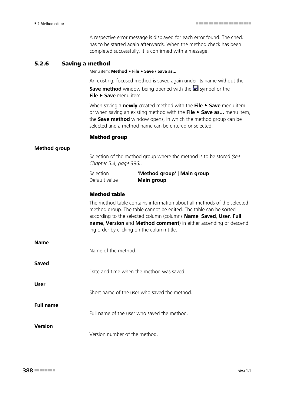 6 saving a method, Saving a method | Metrohm viva 1.1 User Manual | Page 400 / 1085