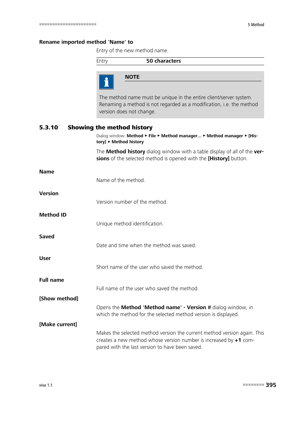 10 showing the method history, Showing the method history | Metrohm viva 1.1 User Manual | Page 407 / 1085