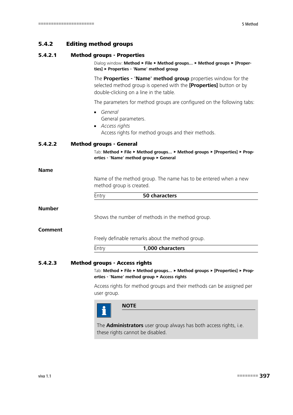 2 editing method groups, 1 method groups - properties, 2 method groups - general | 3 method groups - access rights, Editing method groups | Metrohm viva 1.1 User Manual | Page 409 / 1085