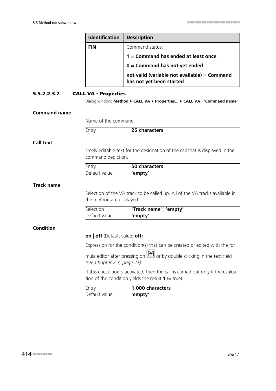 2 call va - properties | Metrohm viva 1.1 User Manual | Page 426 / 1085