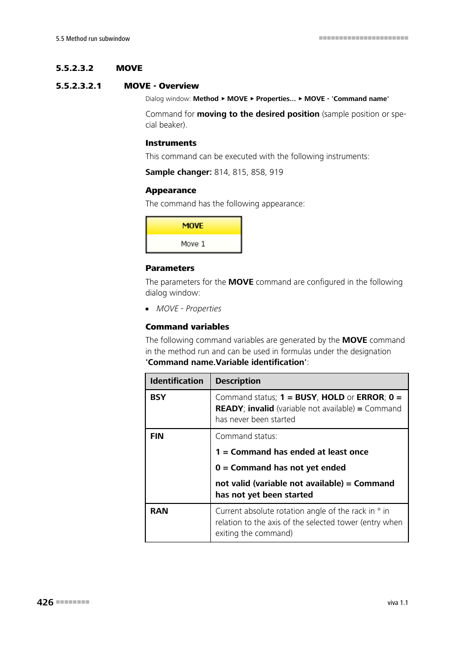 2 move, 1 move - overview, Move | Metrohm viva 1.1 User Manual | Page 438 / 1085