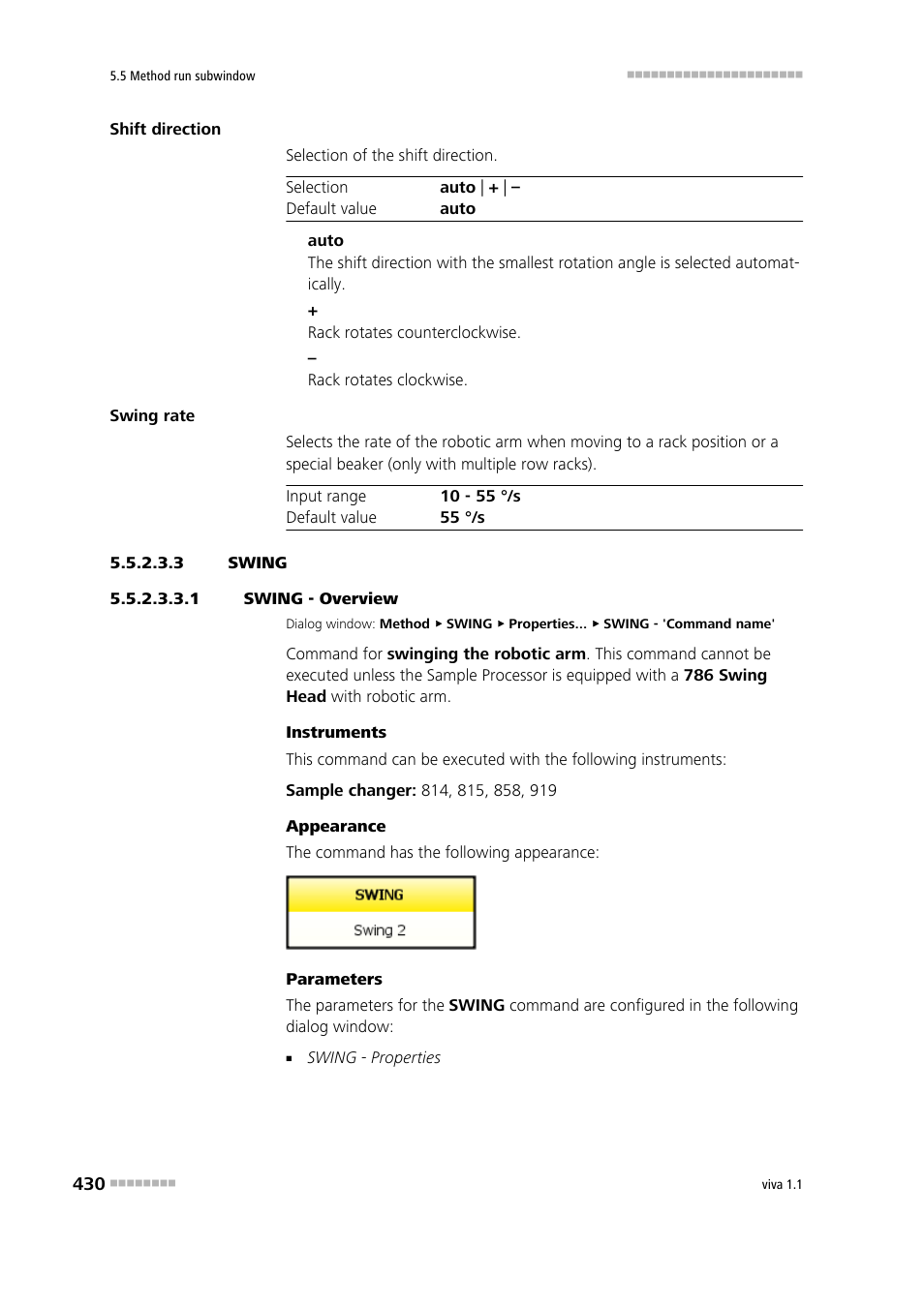 3 swing, 1 swing - overview, Swing | Metrohm viva 1.1 User Manual | Page 442 / 1085