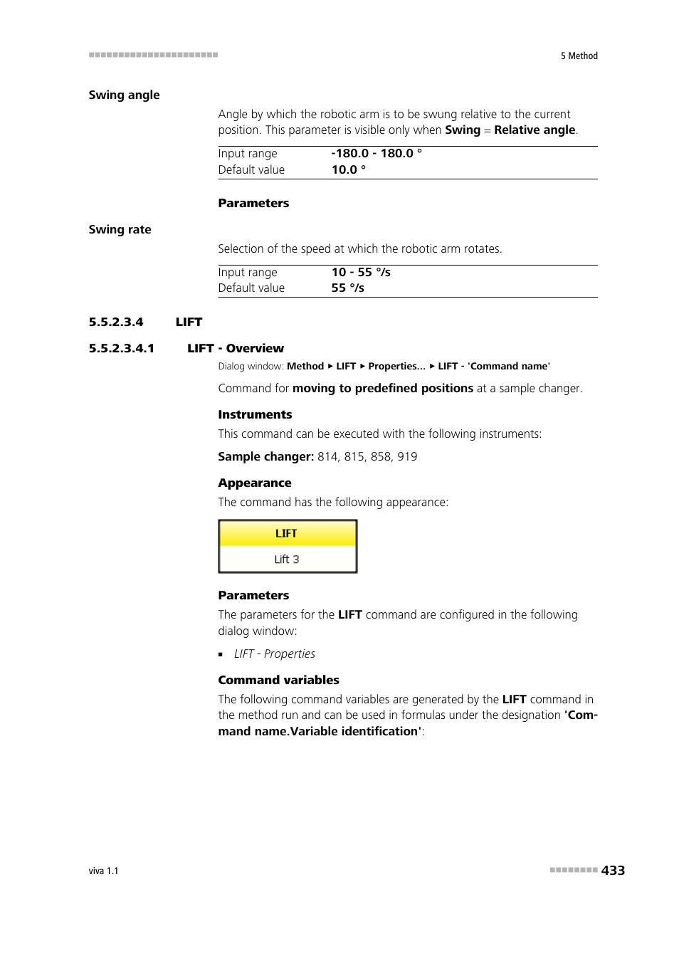 4 lift, 1 lift - overview, Lift | Metrohm viva 1.1 User Manual | Page 445 / 1085