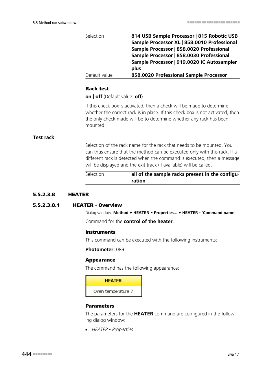 8 heater, 1 heater - overview, Heater | Metrohm viva 1.1 User Manual | Page 456 / 1085