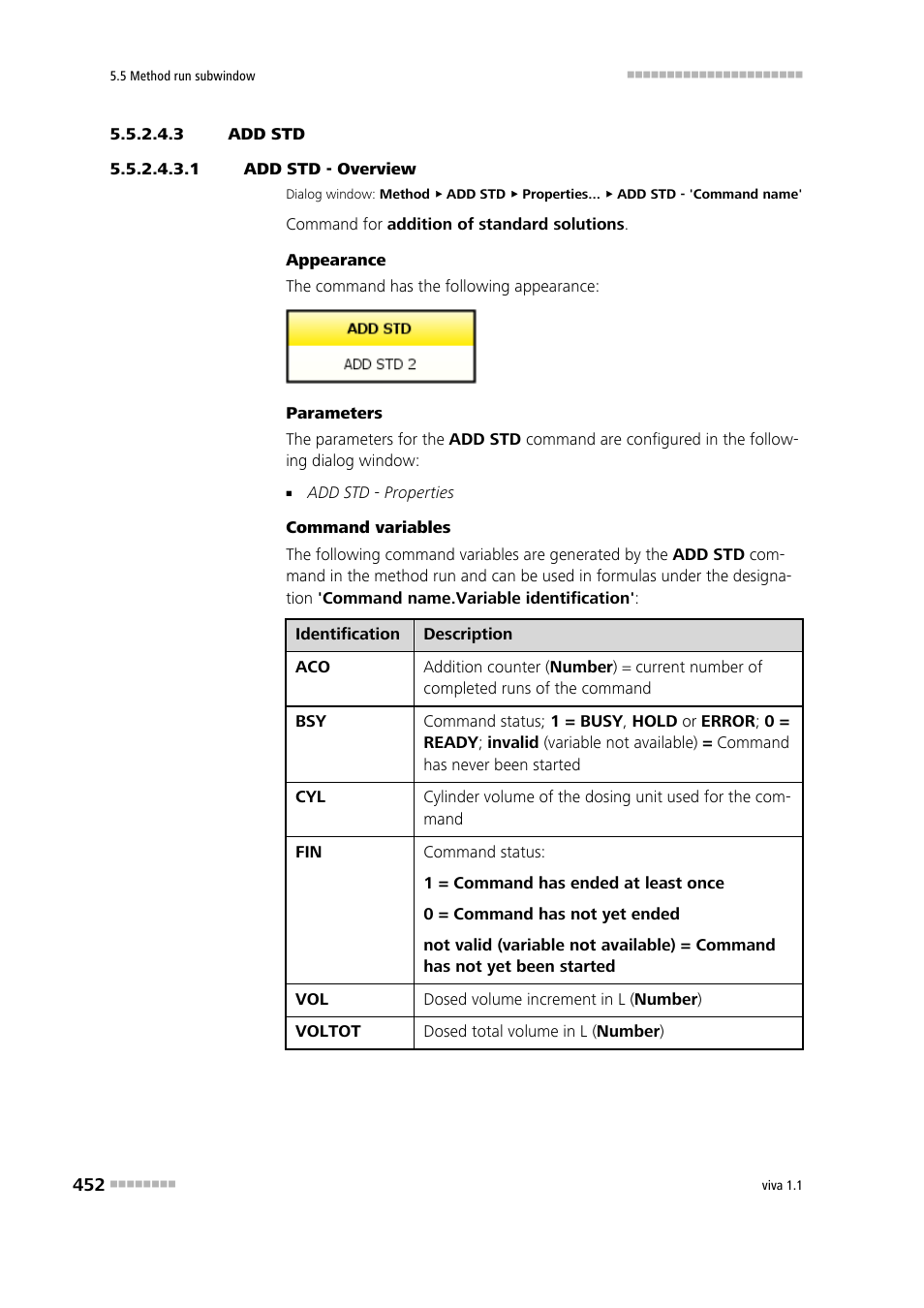 3 add std, 1 add std - overview, Add std | Metrohm viva 1.1 User Manual | Page 464 / 1085