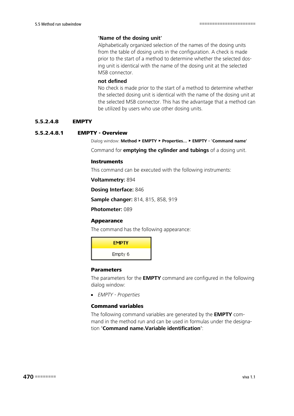 8 empty, 1 empty - overview, Empty | Metrohm viva 1.1 User Manual | Page 482 / 1085