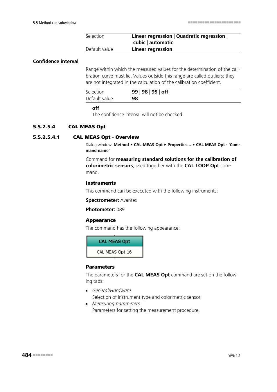 4 cal meas opt, 1 cal meas opt - overview, Cal meas opt | Metrohm viva 1.1 User Manual | Page 496 / 1085