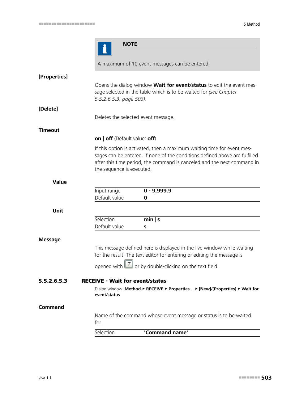 3 receive - wait for event/status | Metrohm viva 1.1 User Manual | Page 515 / 1085