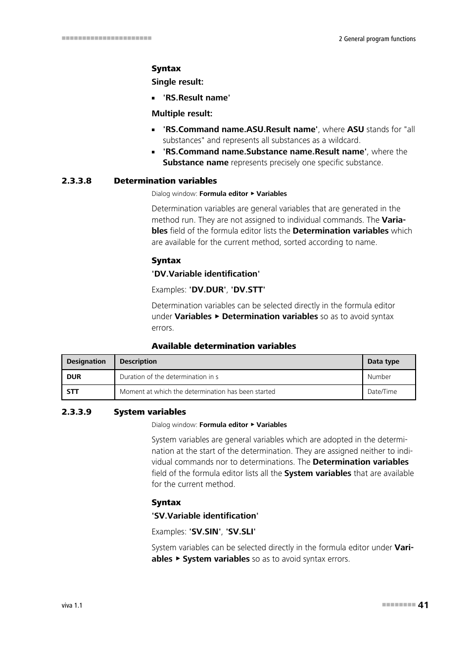 8 determination variables, 9 system variables, Determination variables | System variables | Metrohm viva 1.1 User Manual | Page 53 / 1085