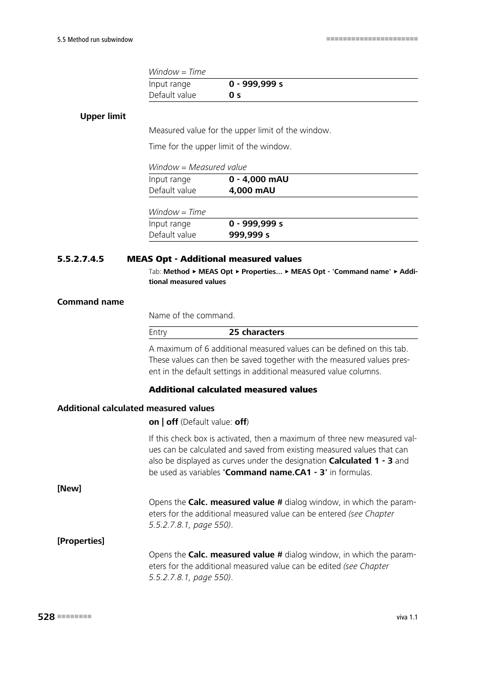 5 meas opt - additional measured values, Additional measured values | Metrohm viva 1.1 User Manual | Page 540 / 1085