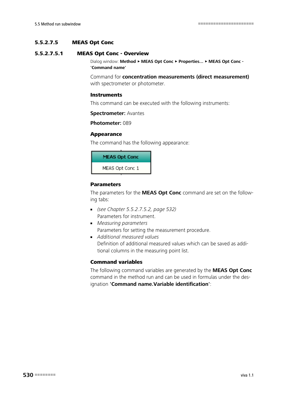 5 meas opt conc, 1 meas opt conc - overview, Meas opt conc | Metrohm viva 1.1 User Manual | Page 542 / 1085