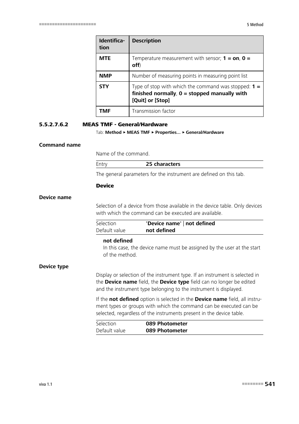 2 meas tmf - general/hardware | Metrohm viva 1.1 User Manual | Page 553 / 1085