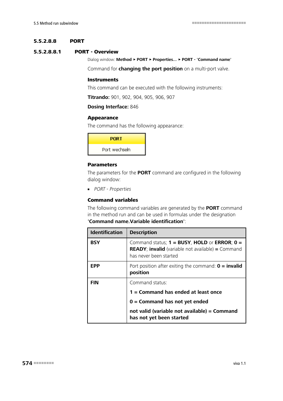 8 port, 1 port - overview, Port | Metrohm viva 1.1 User Manual | Page 586 / 1085