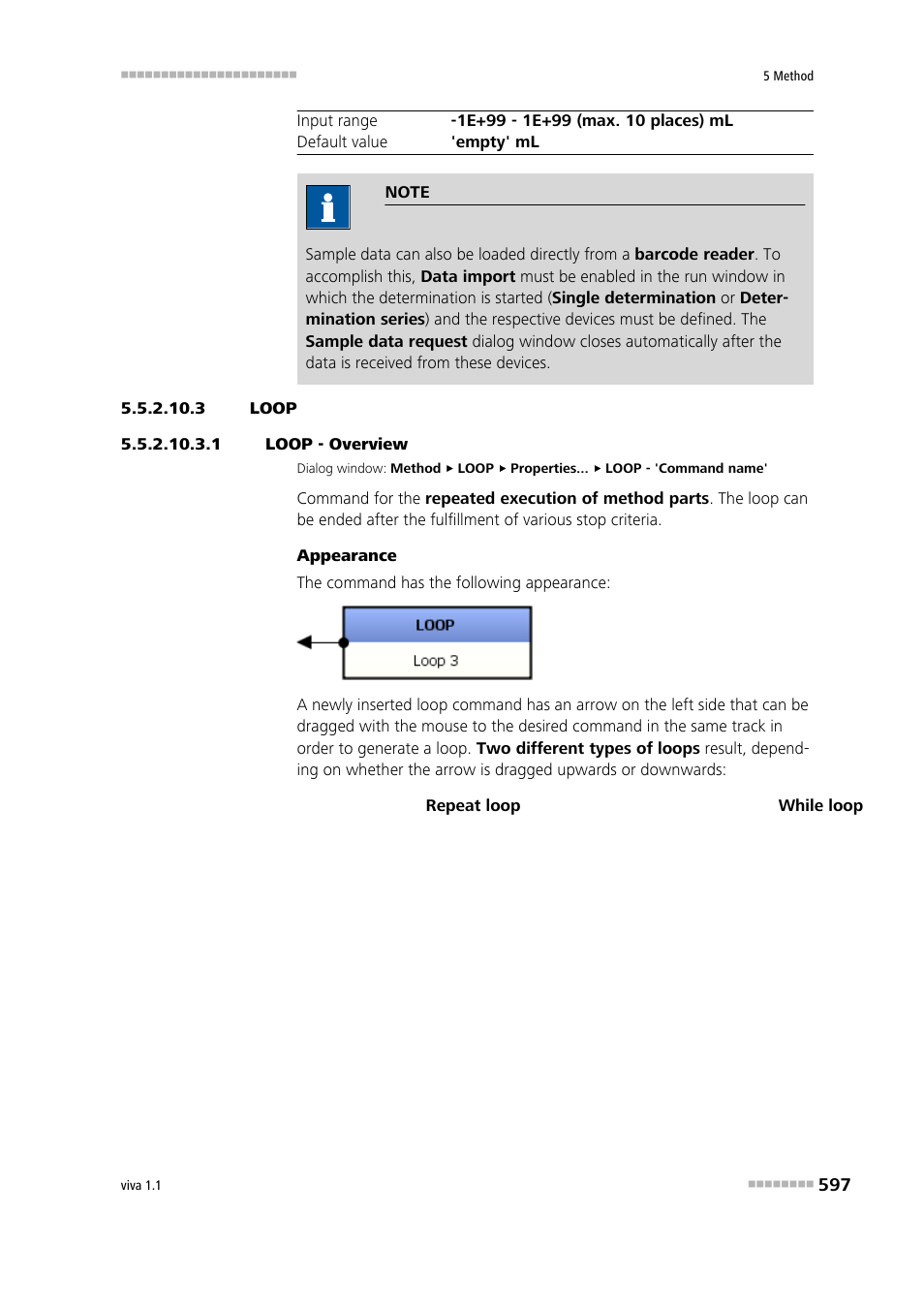 3 loop, 1 loop - overview, Loop | Metrohm viva 1.1 User Manual | Page 609 / 1085