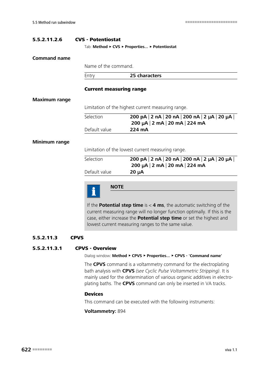6 cvs - potentiostat, 3 cpvs, 1 cpvs - overview | Cpvs, Potentiostat | Metrohm viva 1.1 User Manual | Page 634 / 1085