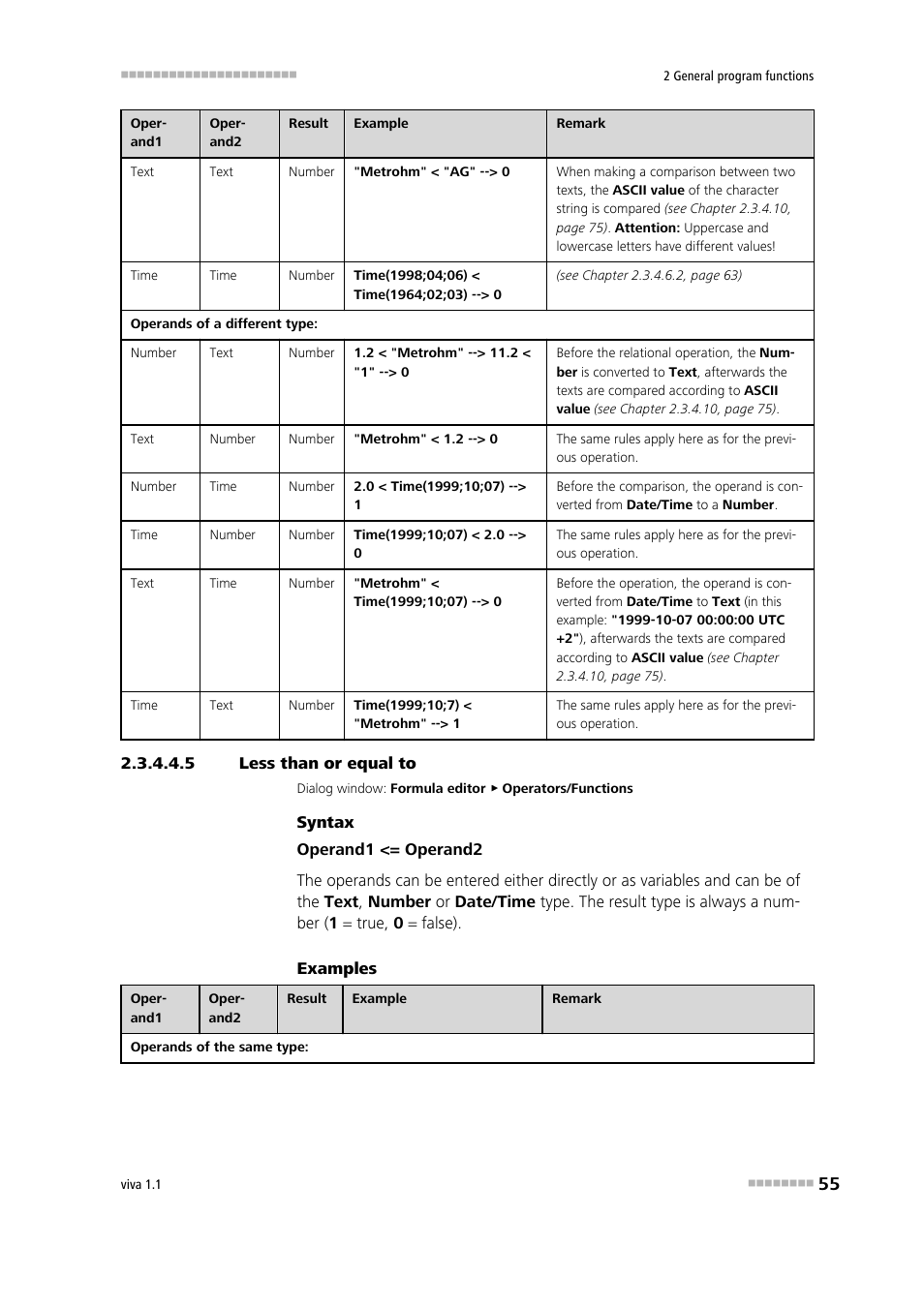 5 less than or equal to, Less than or equal to | Metrohm viva 1.1 User Manual | Page 67 / 1085