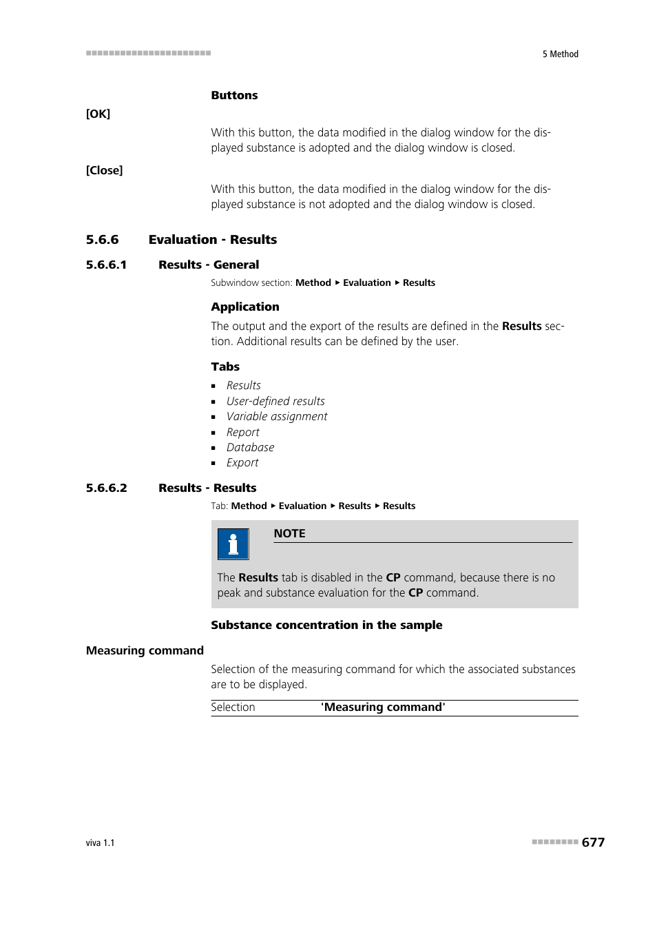 6 evaluation - results, 1 results - general, 2 results - results | Evaluation - results, Results | Metrohm viva 1.1 User Manual | Page 689 / 1085