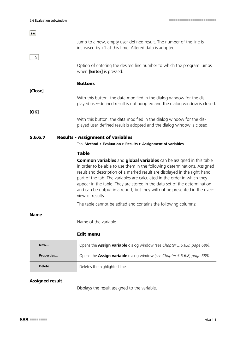 7 results - assignment of variables, Variable assignment | Metrohm viva 1.1 User Manual | Page 700 / 1085