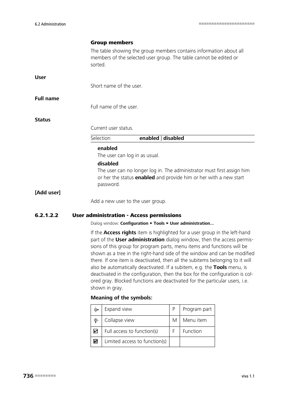 2 user administration - access permissions, Access permissions, Defining access permissions for user groups | Metrohm viva 1.1 User Manual | Page 748 / 1085