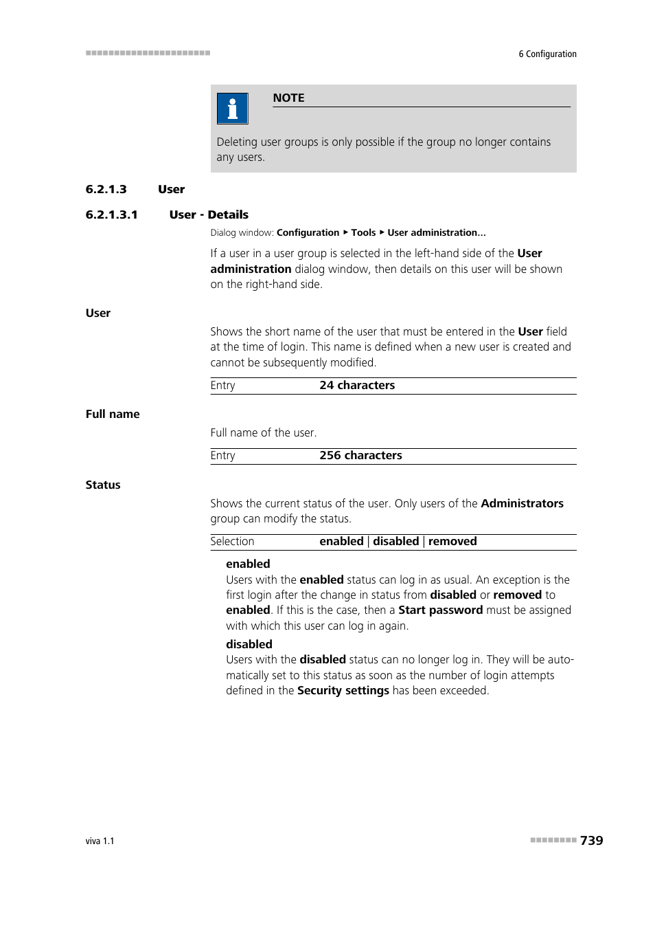 3 user, 1 user - details, Users | Deactivating users, Activating users, Removing users | Metrohm viva 1.1 User Manual | Page 751 / 1085