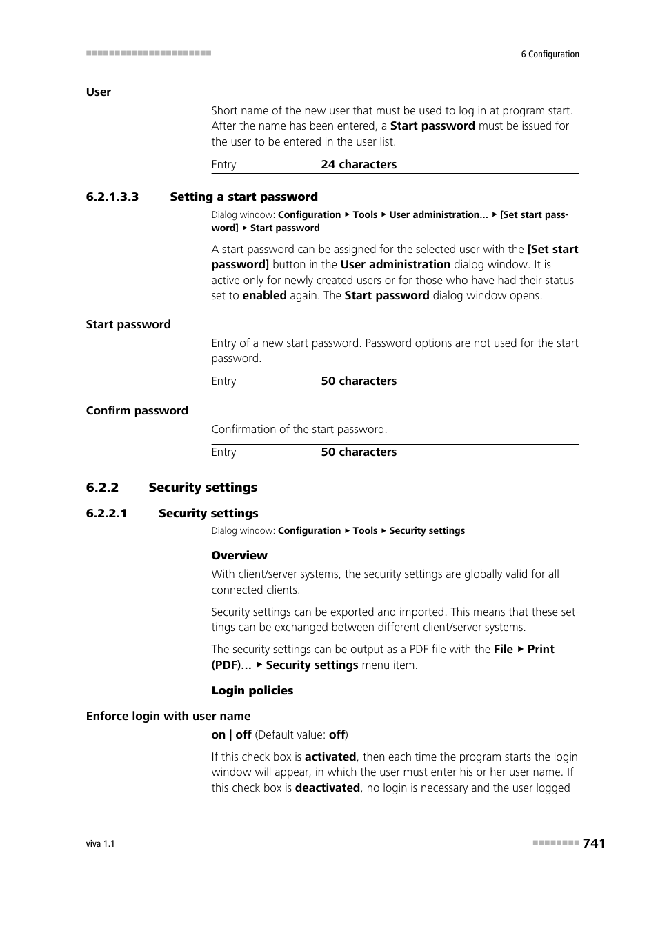 3 setting a start password, 2 security settings, 1 security settings | Security settings, Login / password protection, Setting start password for new user | Metrohm viva 1.1 User Manual | Page 753 / 1085