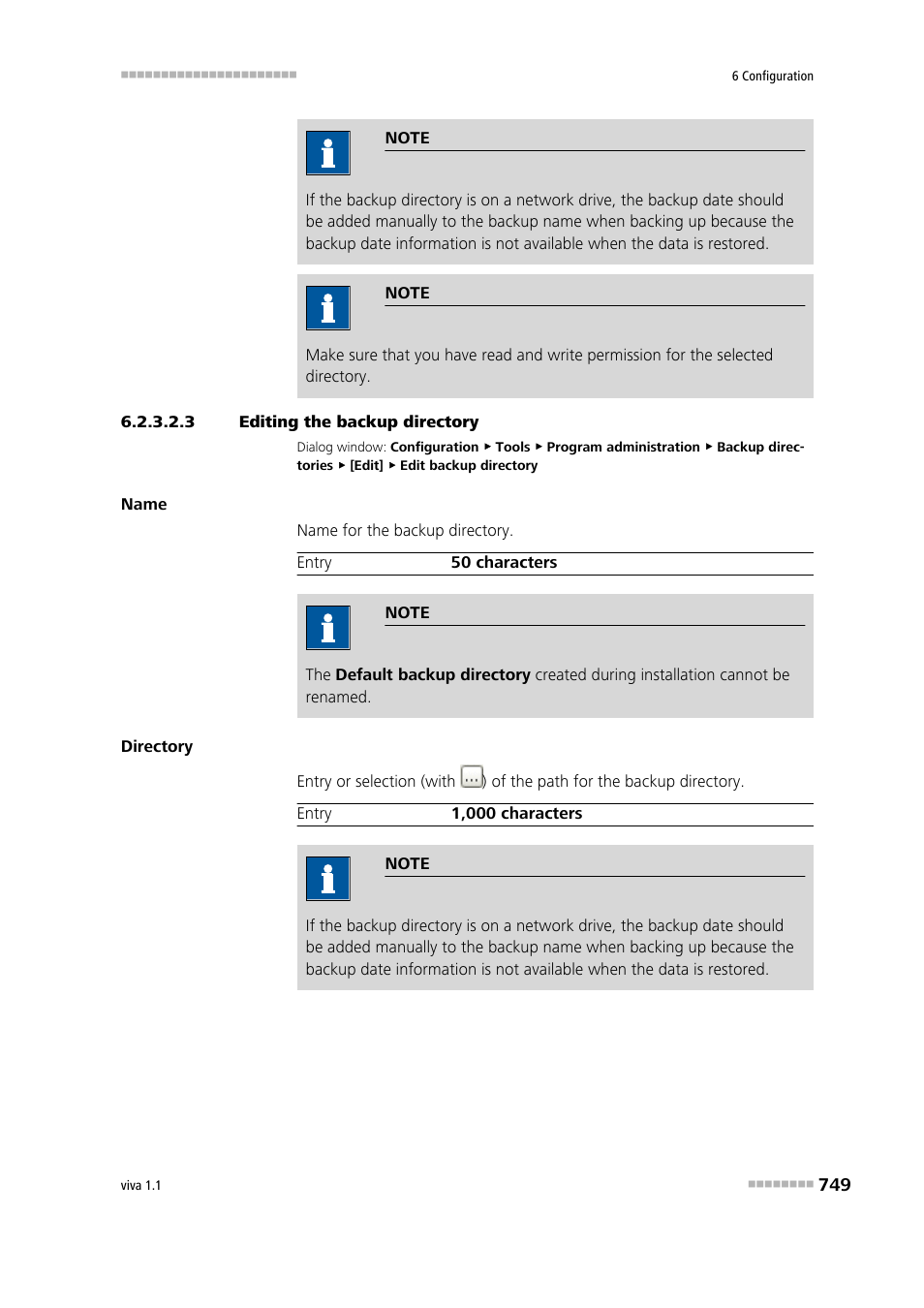 3 editing the backup directory | Metrohm viva 1.1 User Manual | Page 761 / 1085