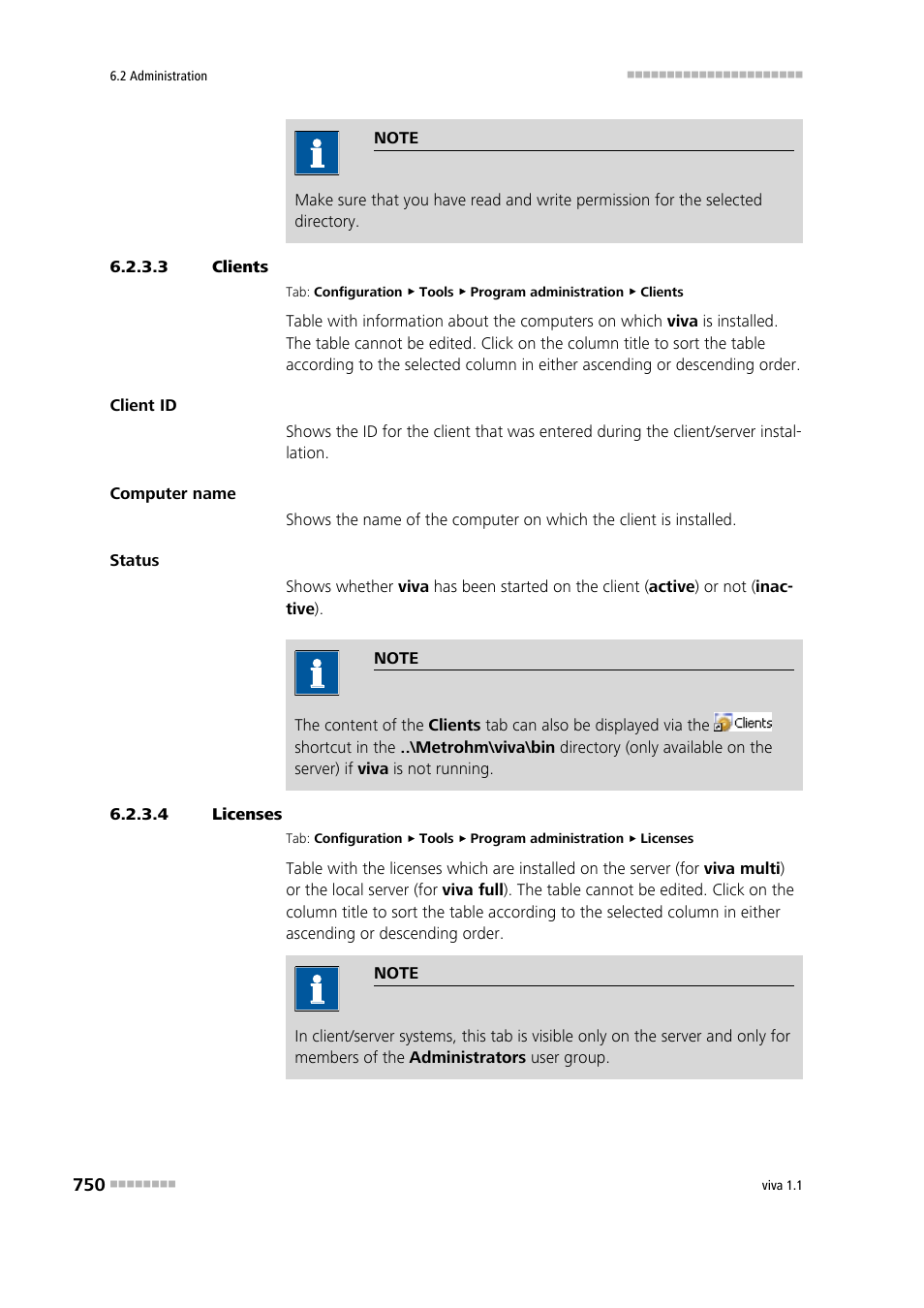 3 clients, 4 licenses, Clients | Licenses | Metrohm viva 1.1 User Manual | Page 762 / 1085