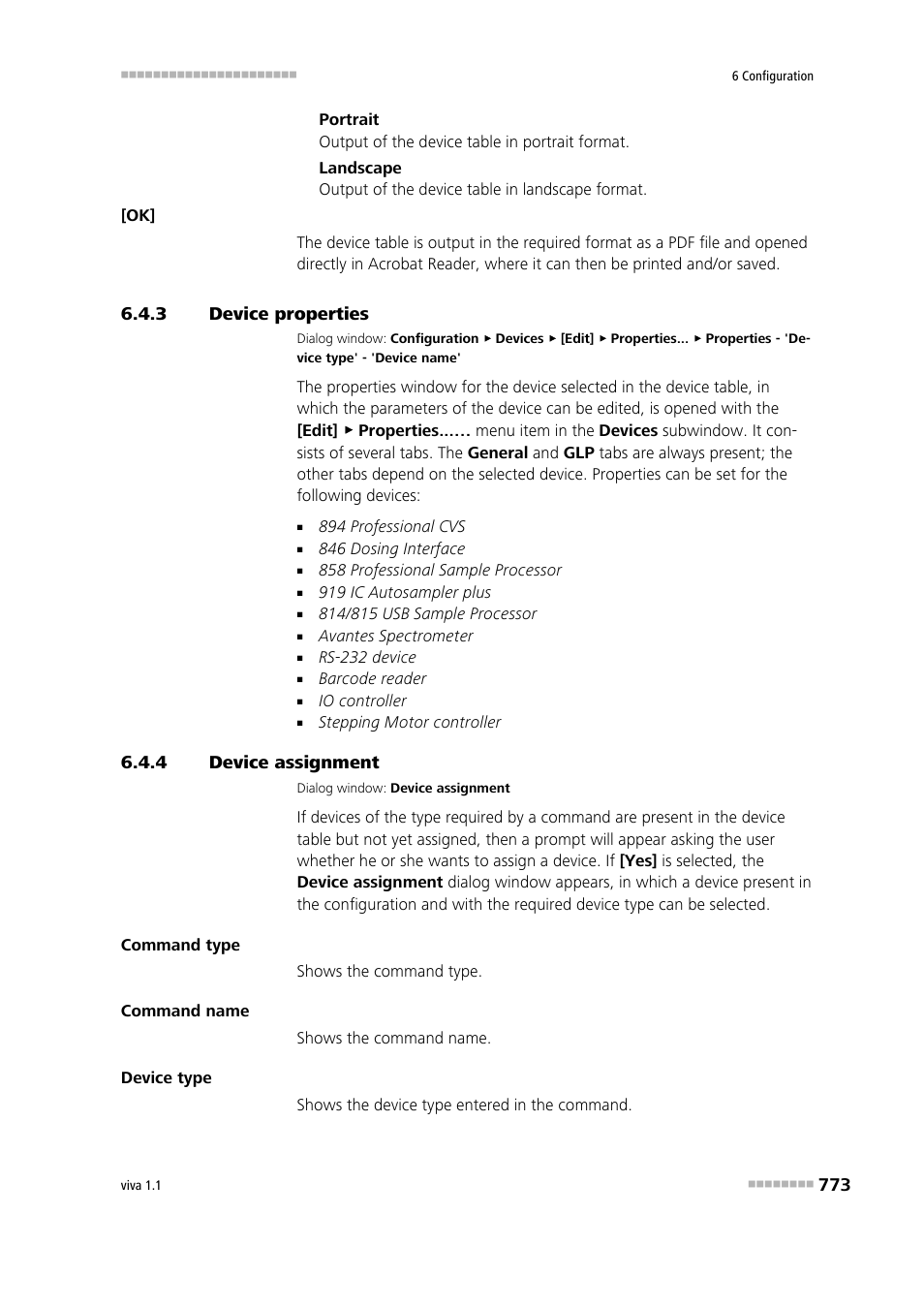 3 device properties, 4 device assignment, Device properties | Device assignment | Metrohm viva 1.1 User Manual | Page 785 / 1085