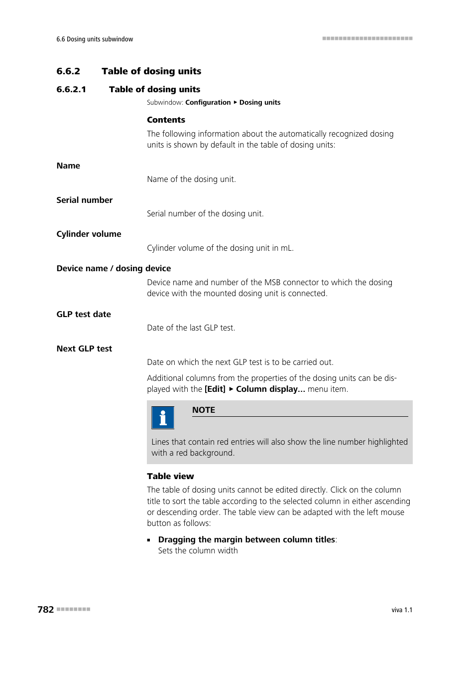 2 table of dosing units, 1 table of dosing units, Table of dosing units | Metrohm viva 1.1 User Manual | Page 794 / 1085