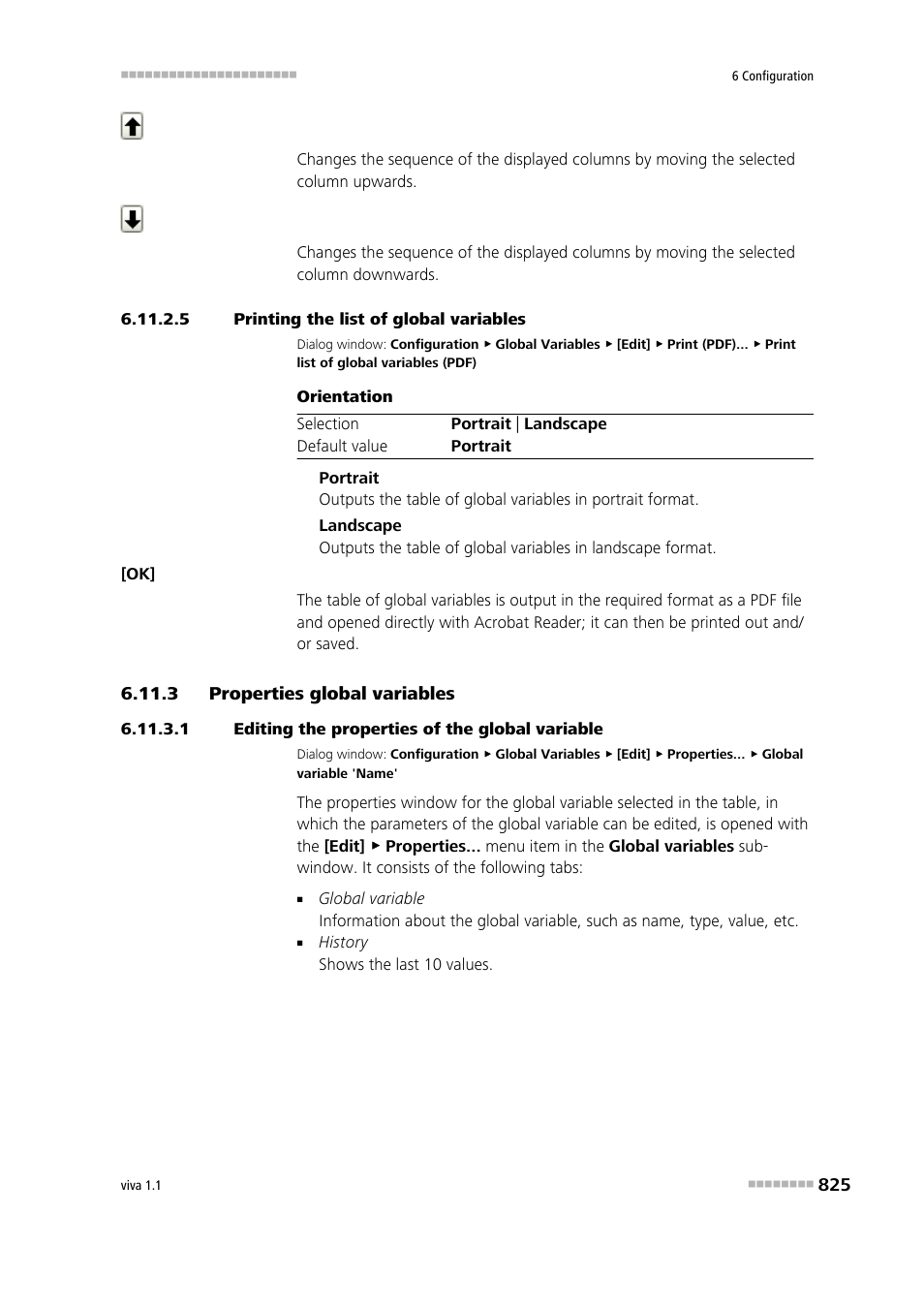 5 printing the list of global variables, 3 properties global variables, 1 editing the properties of the global variable | Properties global variables | Metrohm viva 1.1 User Manual | Page 837 / 1085