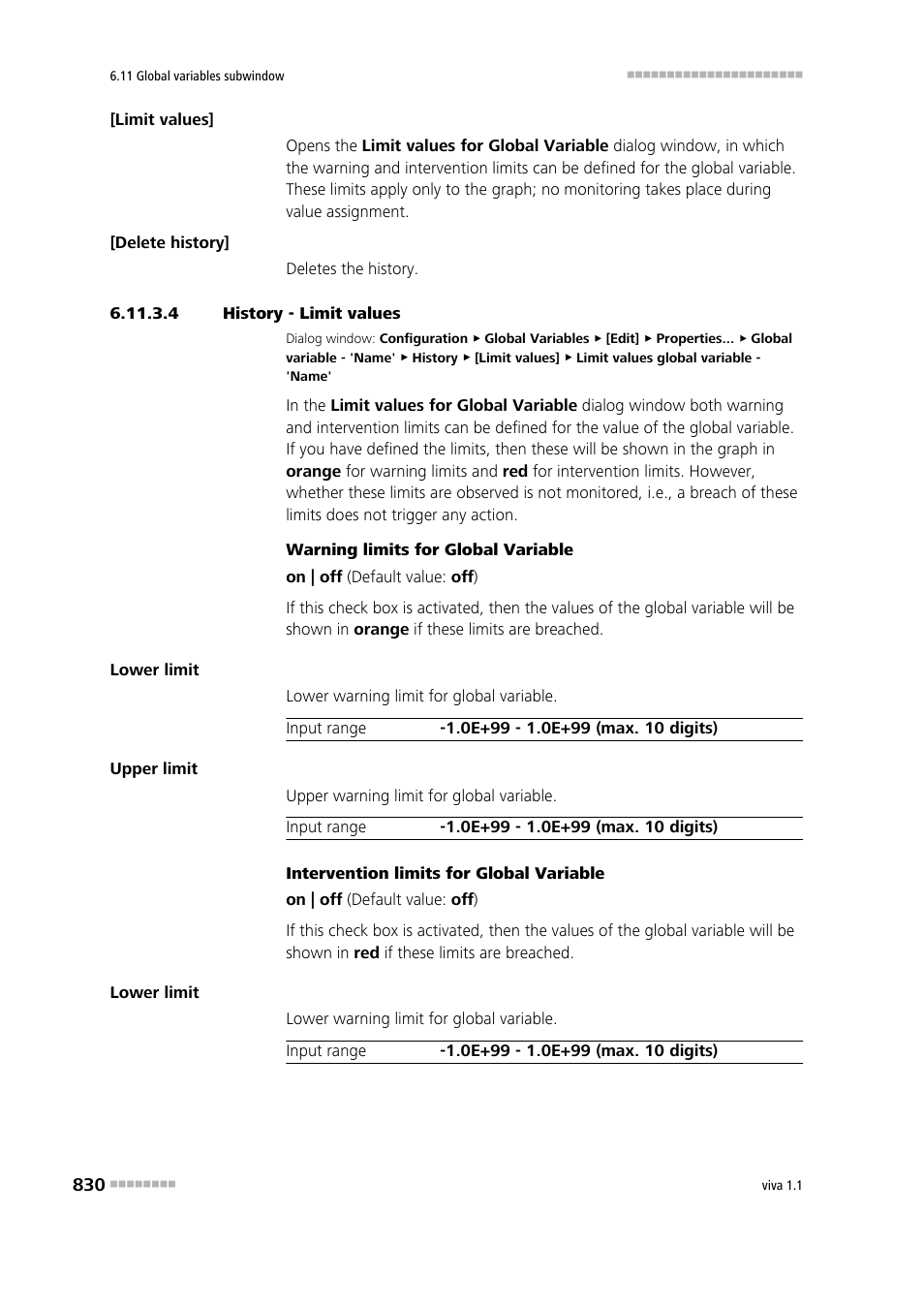 4 history - limit values | Metrohm viva 1.1 User Manual | Page 842 / 1085