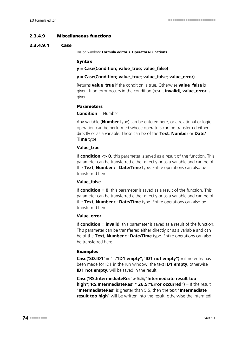 9 miscellaneous functions, 1 case, Case | Metrohm viva 1.1 User Manual | Page 86 / 1085