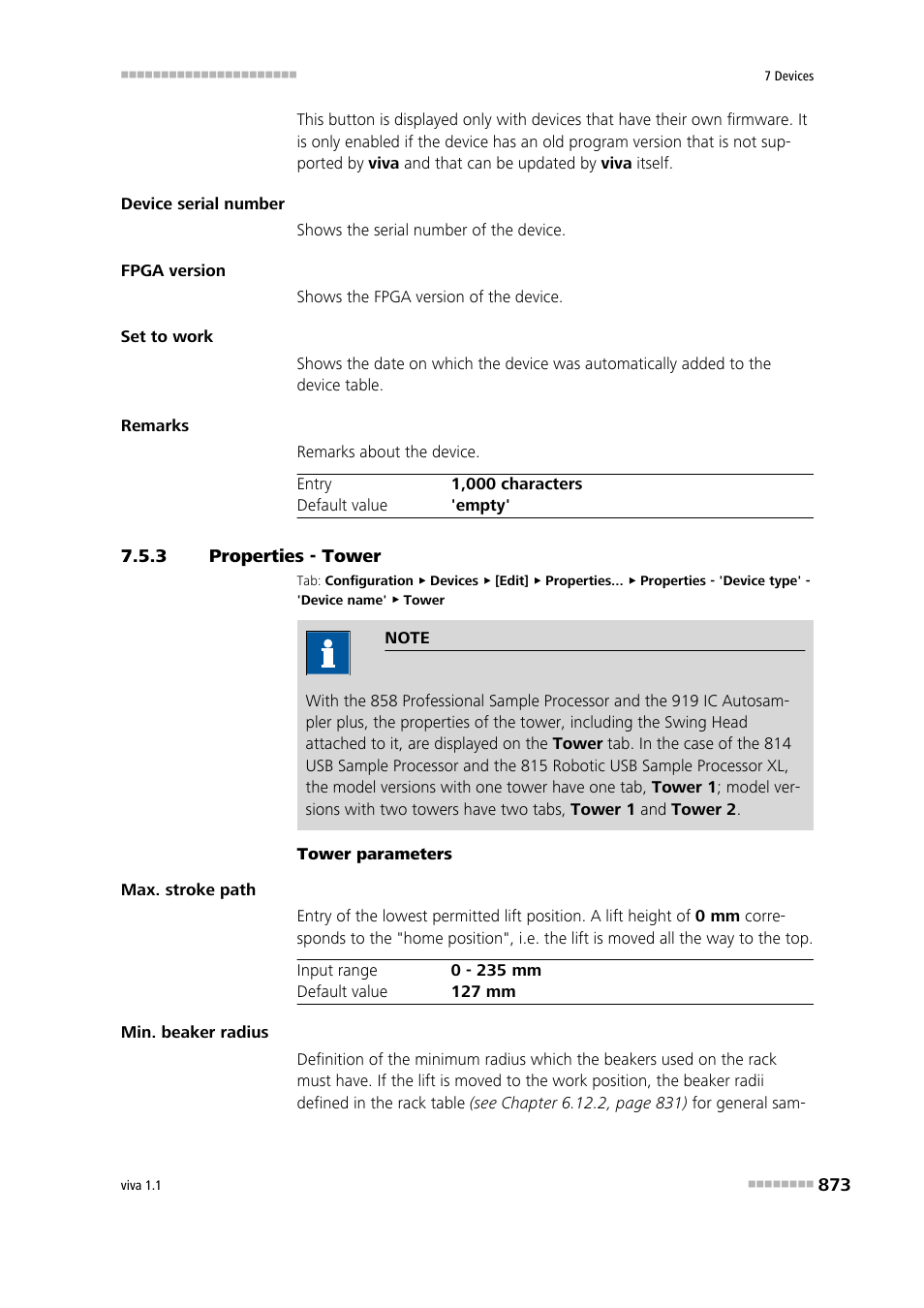 3 properties - tower, Properties - tower | Metrohm viva 1.1 User Manual | Page 885 / 1085