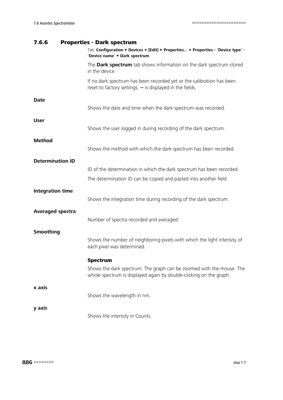 6 properties - dark spectrum, Properties - dark spectrum, Dark spectrum | Metrohm viva 1.1 User Manual | Page 898 / 1085