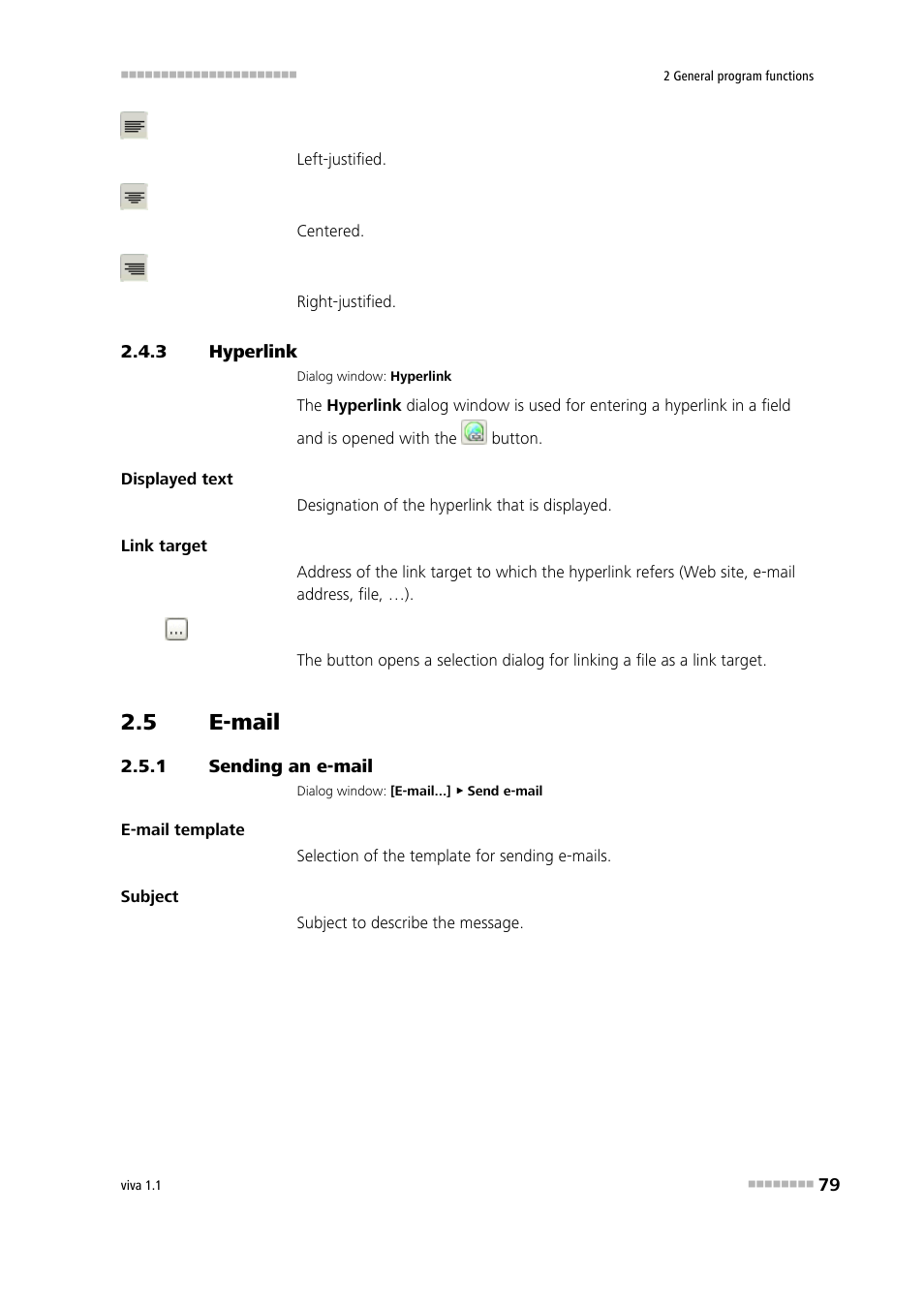 3 hyperlink, 5 e-mail, 1 sending an e-mail | Hyperlink, E-mail, Sending an e-mail | Metrohm viva 1.1 User Manual | Page 91 / 1085