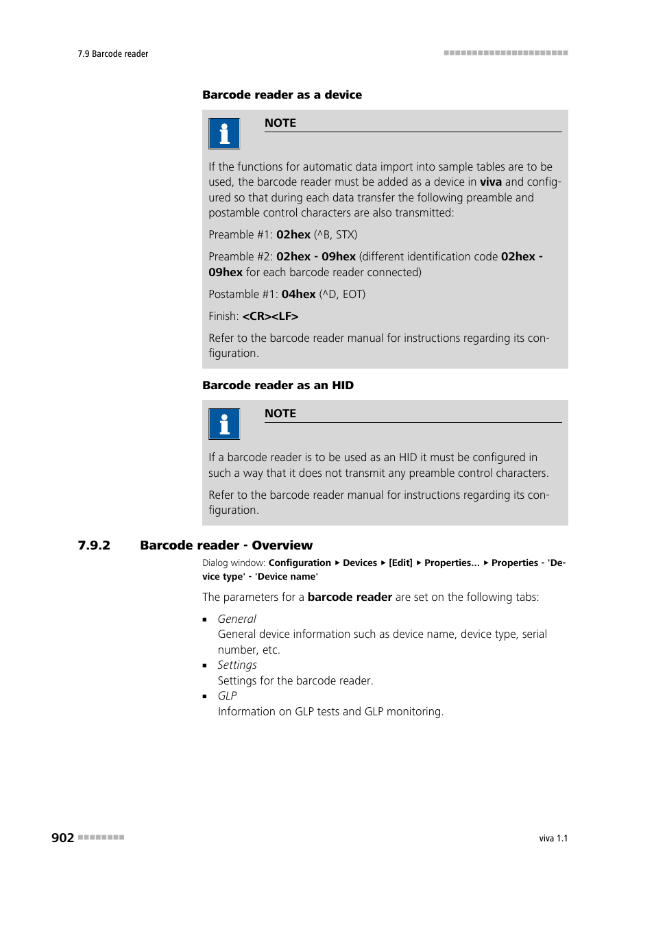 2 barcode reader - overview, Barcode reader - overview | Metrohm viva 1.1 User Manual | Page 914 / 1085