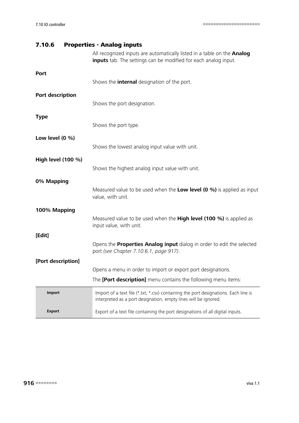 6 properties - analog inputs, Properties - analog inputs | Metrohm viva 1.1 User Manual | Page 928 / 1085