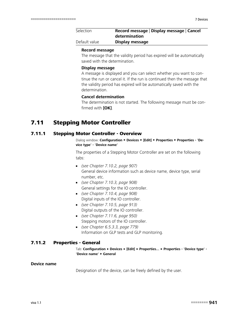 11 stepping motor controller, 1 stepping motor controller - overview, 2 properties - general | 11 stepping motor controller 7.11.1, Stepping motor controller - overview, Properties - general, Stepping motor controller | Metrohm viva 1.1 User Manual | Page 953 / 1085