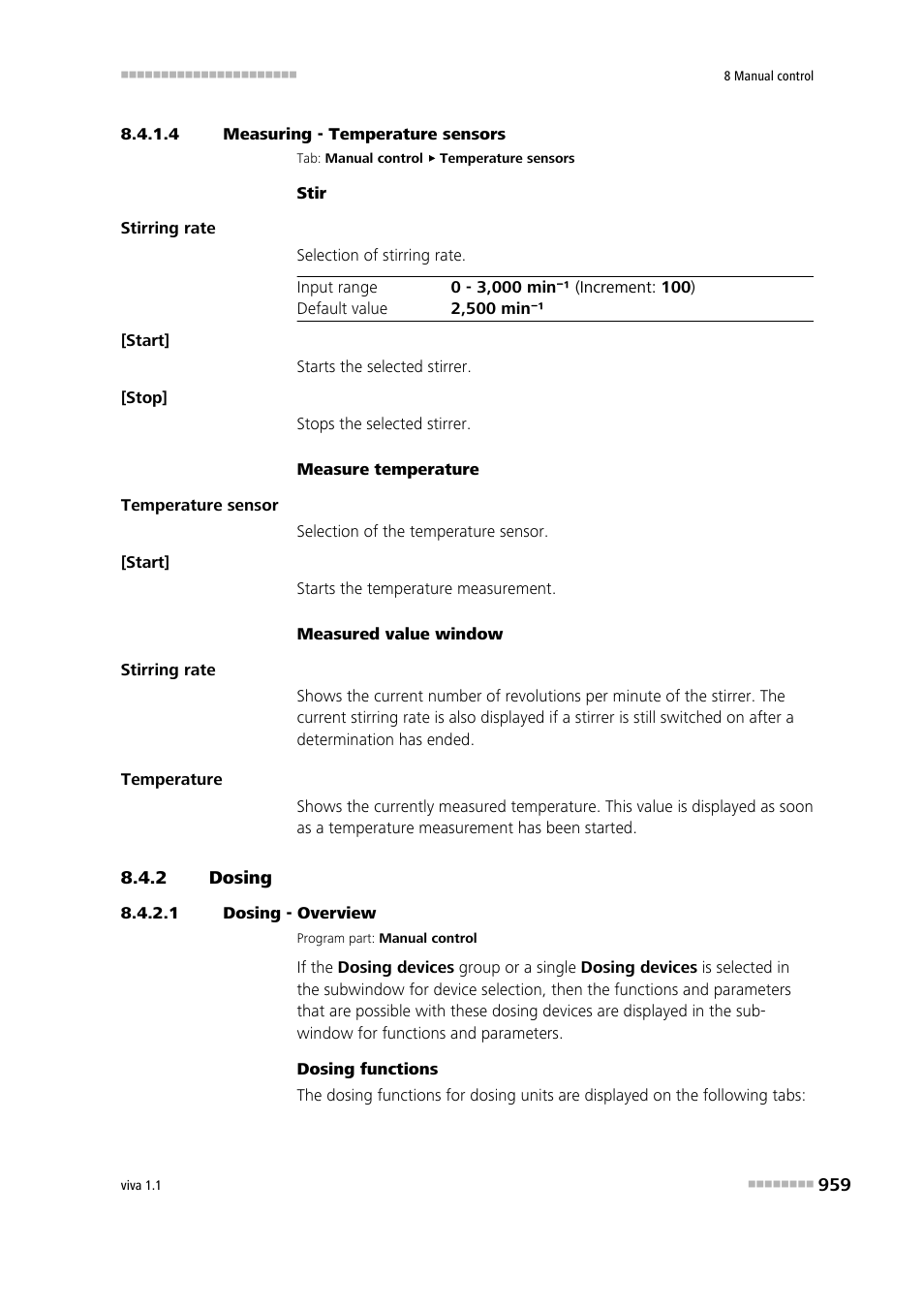 4 measuring - temperature sensors, 2 dosing, 1 dosing - overview | Dosing | Metrohm viva 1.1 User Manual | Page 971 / 1085