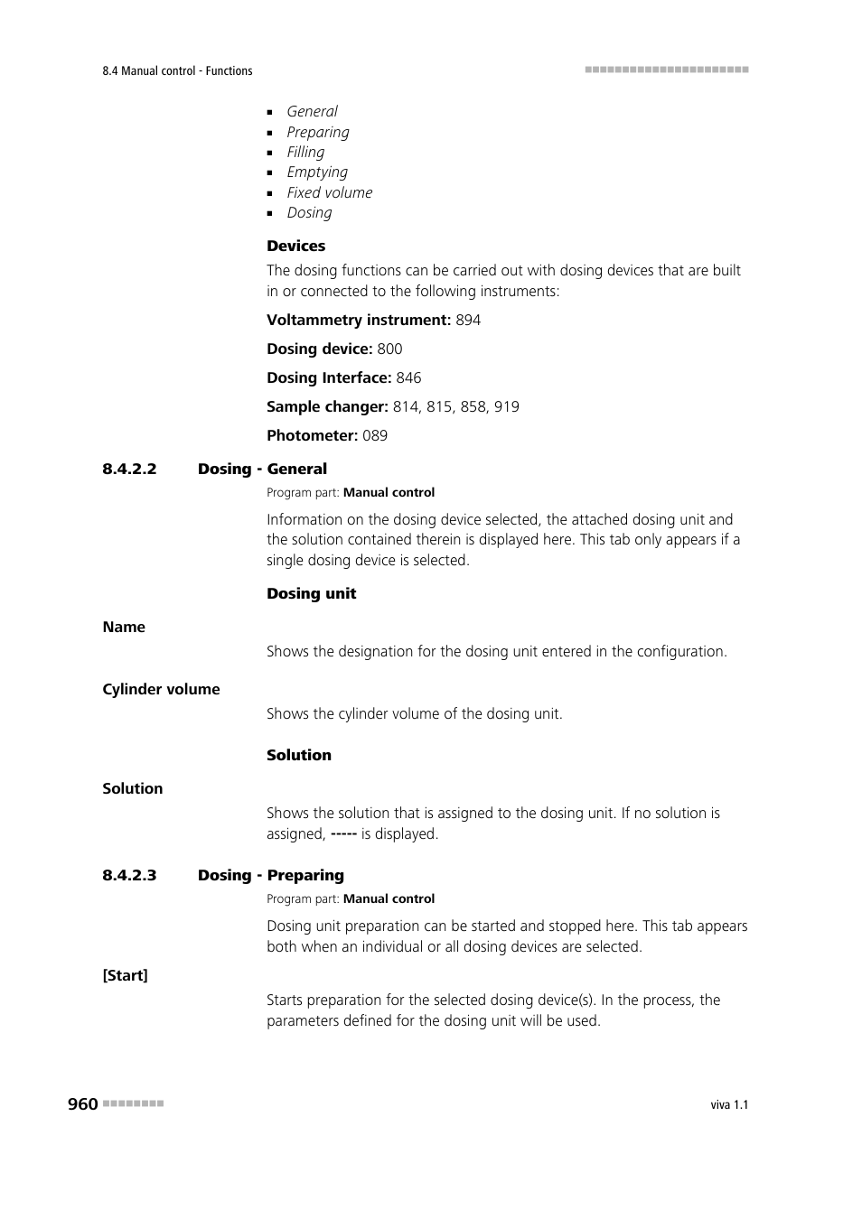 2 dosing - general, 3 dosing - preparing | Metrohm viva 1.1 User Manual | Page 972 / 1085