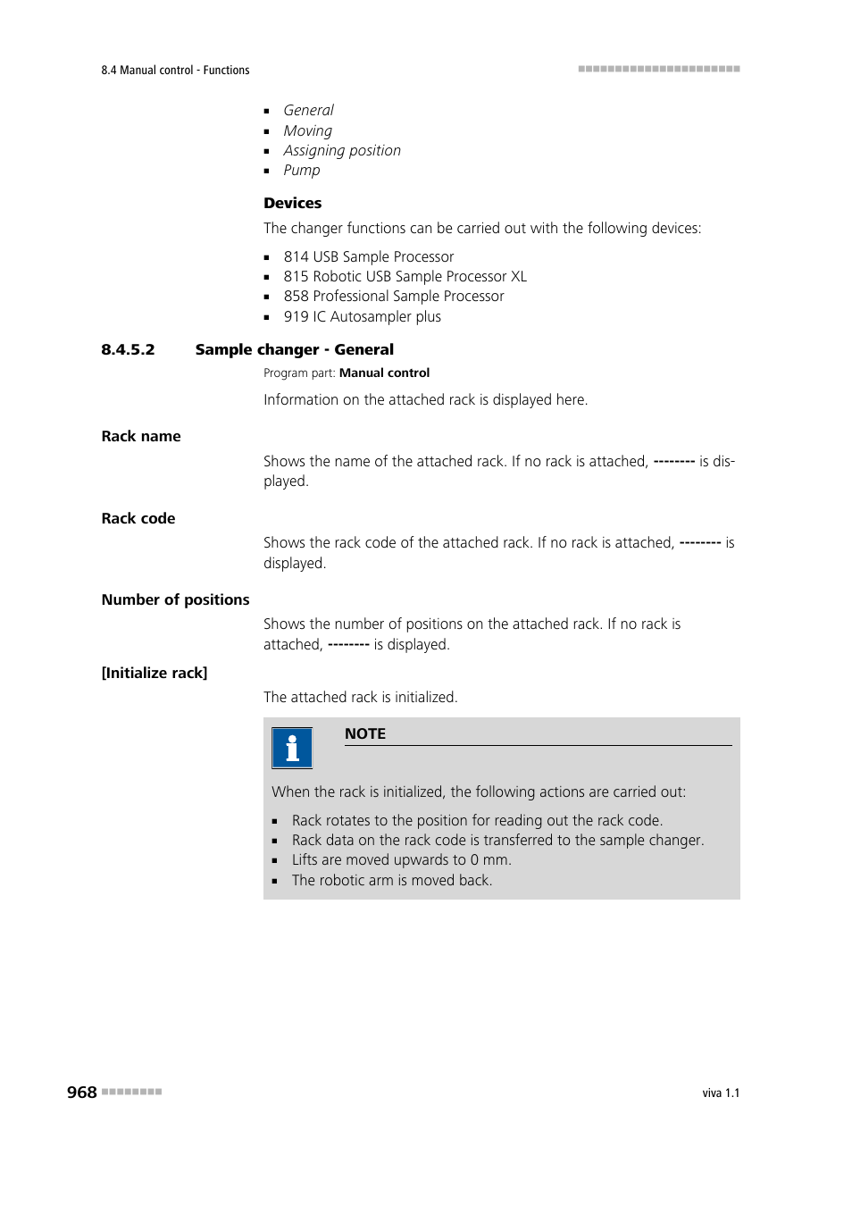 2 sample changer - general | Metrohm viva 1.1 User Manual | Page 980 / 1085