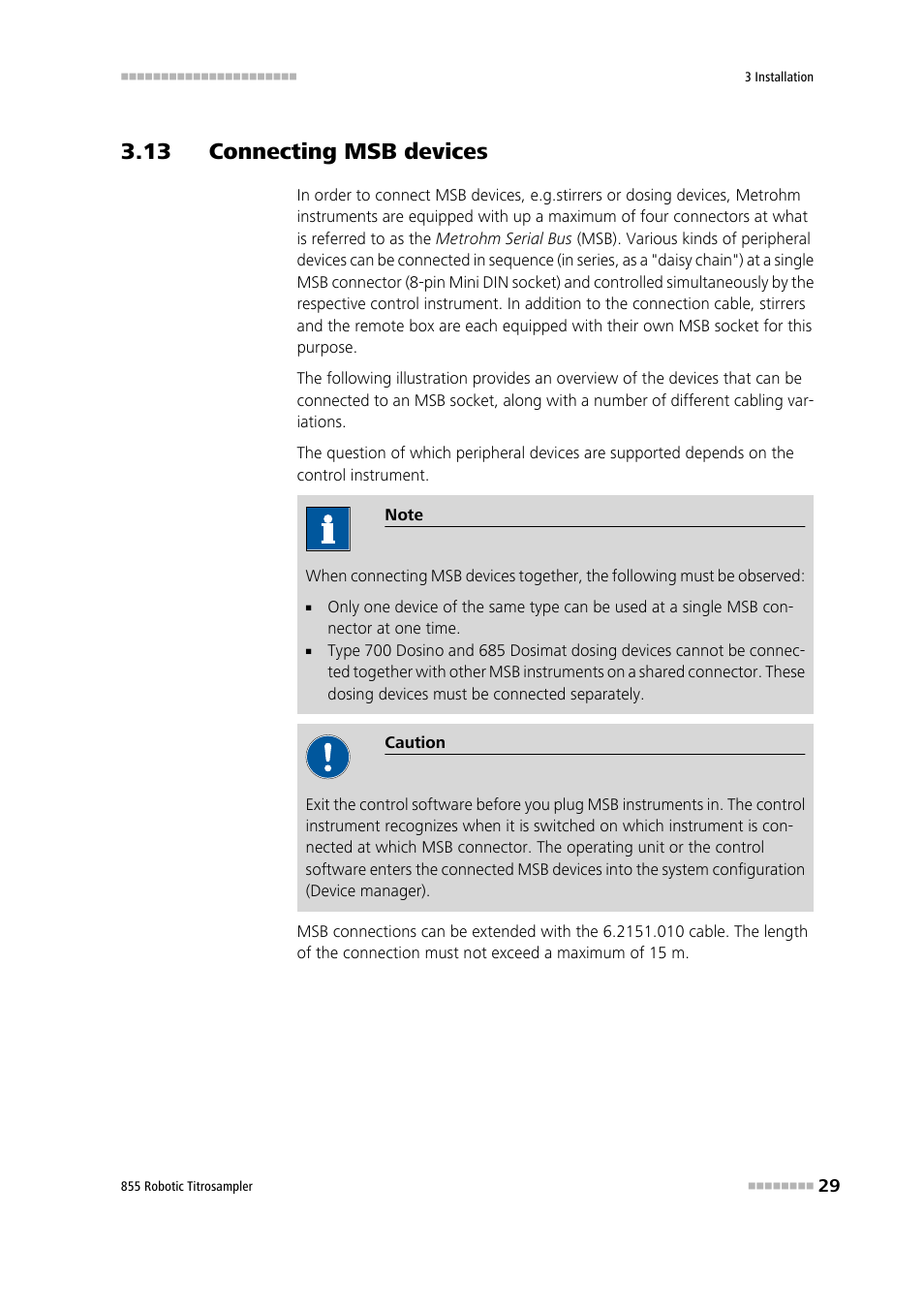 13 connecting msb devices | Metrohm 855 Robotic Titrosampler User Manual | Page 37 / 85