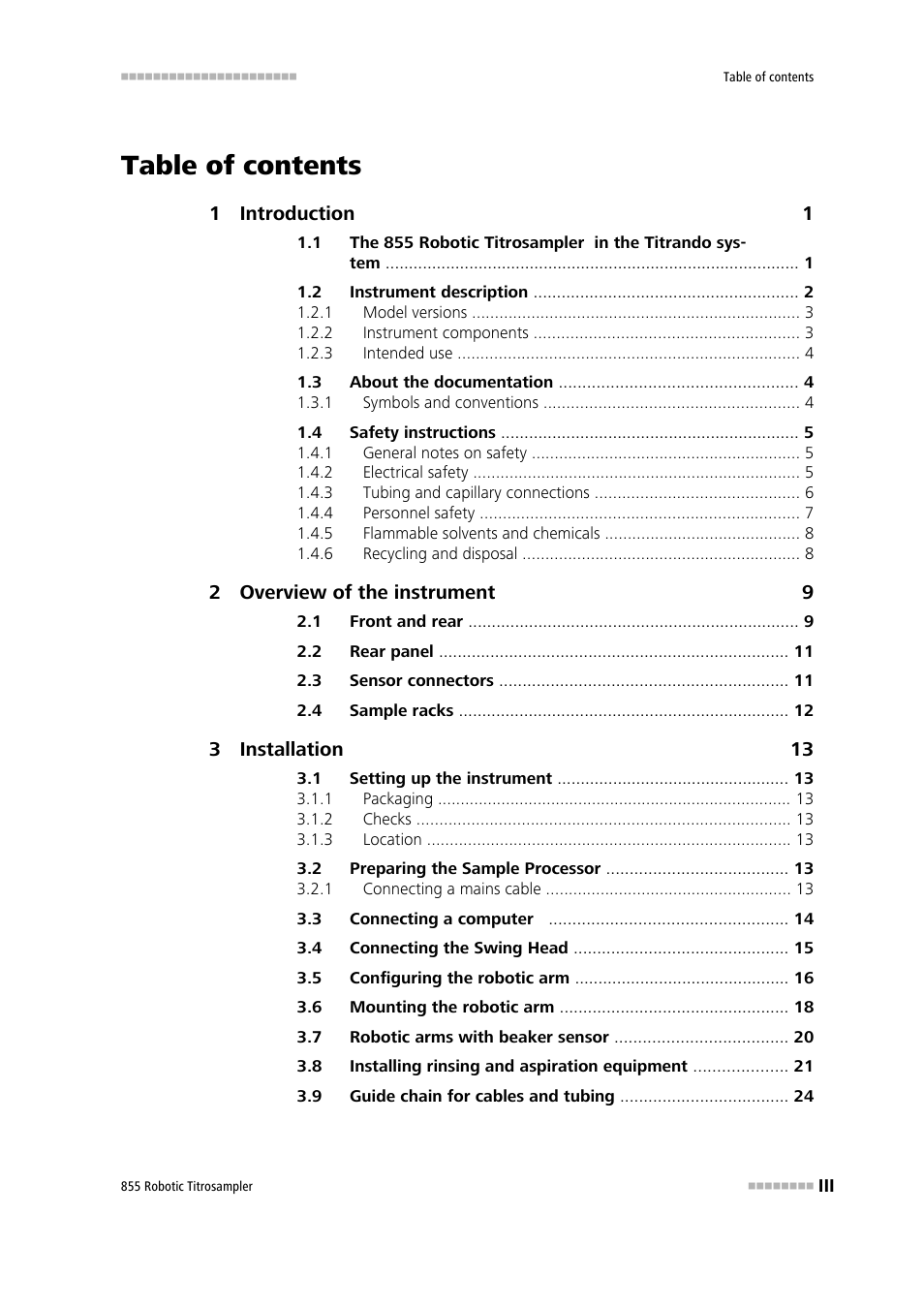 Metrohm 855 Robotic Titrosampler User Manual | Page 5 / 85