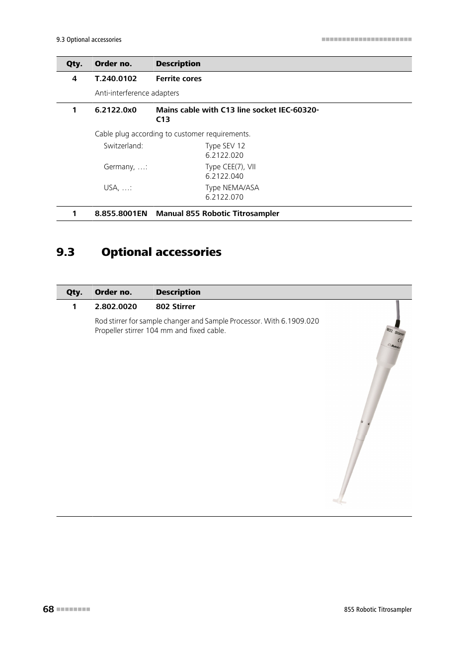 3 optional accessories, Optional accessories | Metrohm 855 Robotic Titrosampler User Manual | Page 76 / 85