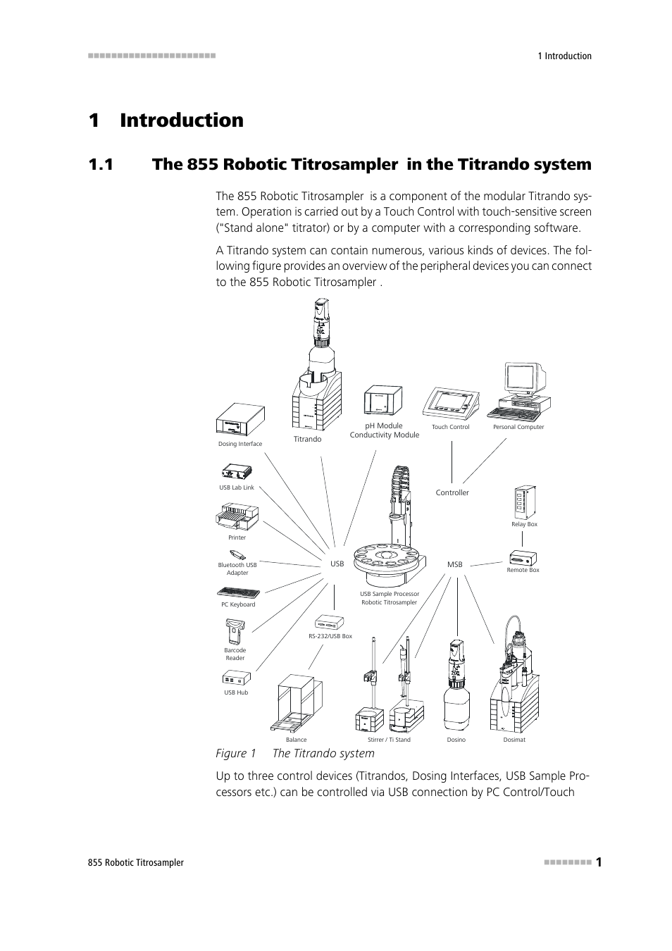 1 introduction, Figure 1, The titrando system | Metrohm 855 Robotic Titrosampler User Manual | Page 9 / 85