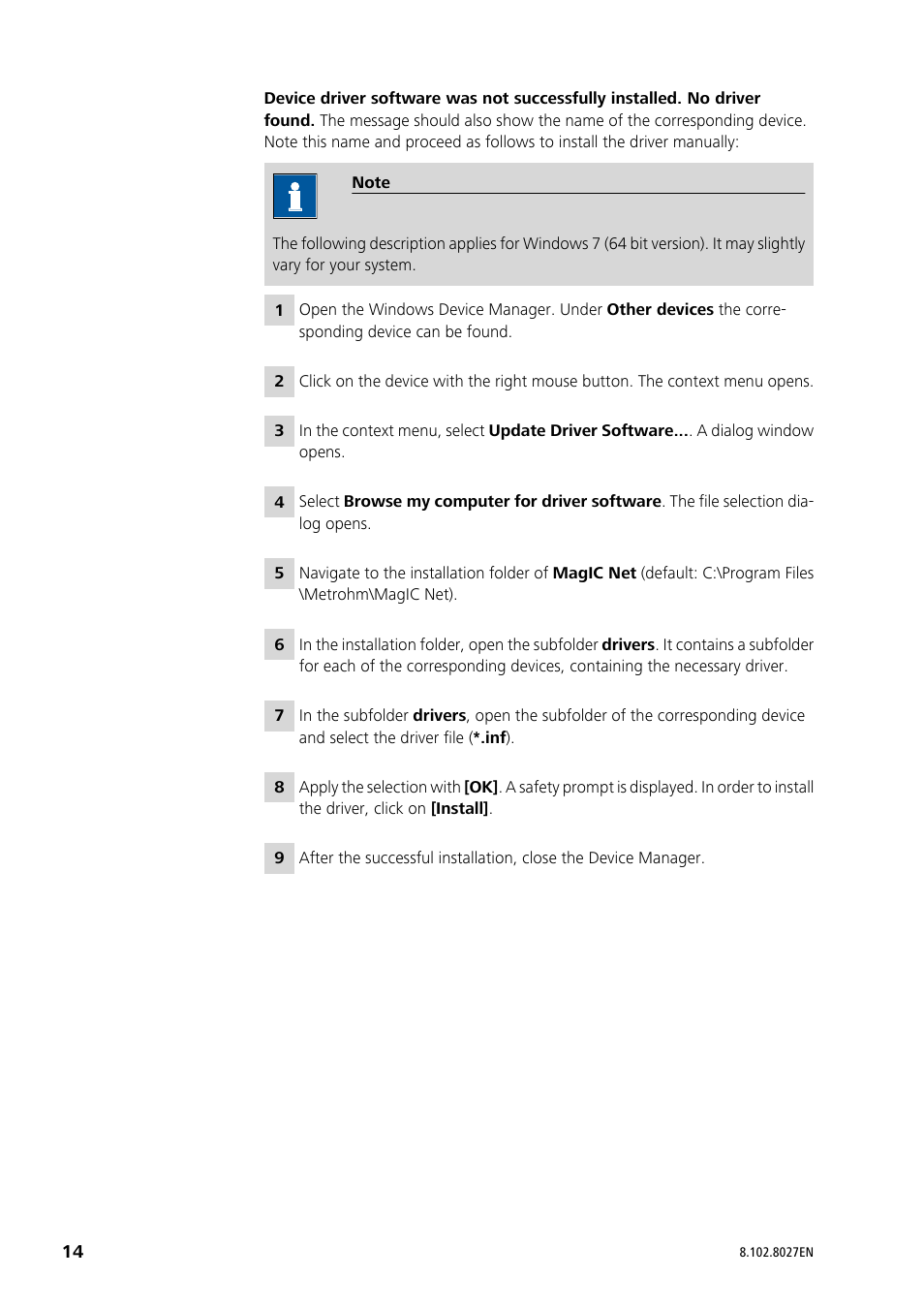 Metrohm MagIC Net 2.3 User Manual | Page 14 / 14
