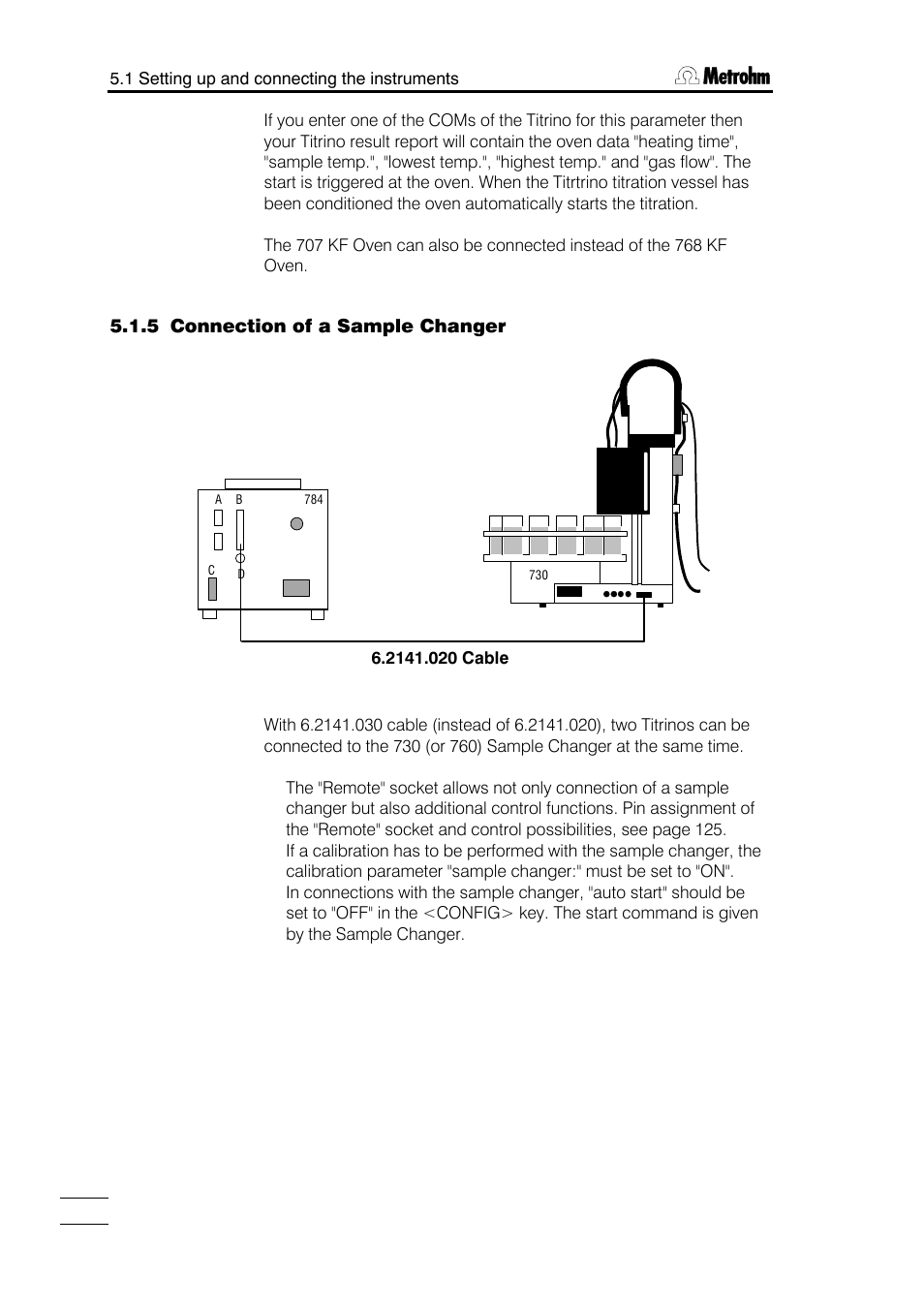 5 connection of a sample changer | Metrohm 784 KFP Titrino User Manual | Page 119 / 153