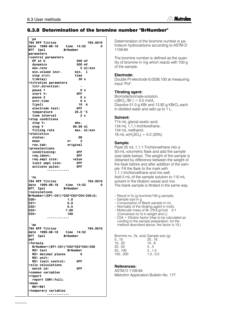 3 user methods | Metrohm 784 KFP Titrino User Manual | Page 141 / 153